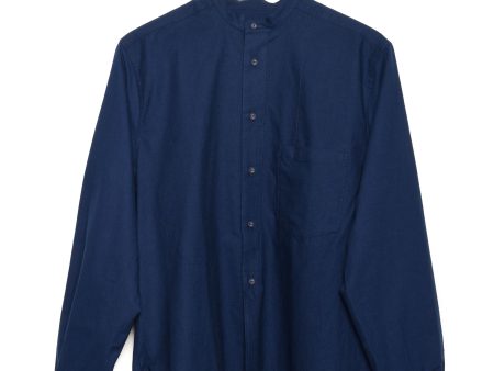 Frank Leder Collarless Shirt baltic blue dyed Online