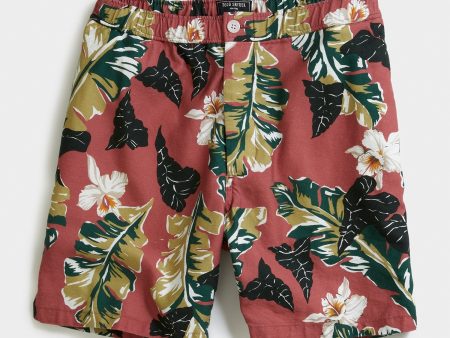 7  Pool Short in Red Floral For Cheap