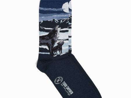 Corgi Wolf Scene Cotton Blend Socks in Navy For Sale