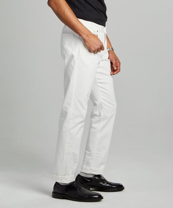 Slim Fit 5-Pocket Garment-Dyed Stretch Twill in White Online