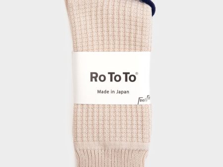 Rototo Cotton Waffle Socks in Ivory Discount