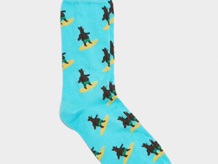 Corgi Bear Surfing Sock in Cactus Supply