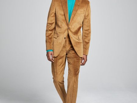 Italian Stretch Cord Sutton Suit Jacket in Camel Sale