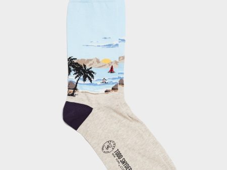 Corgi Scenic Beach Sock in Blue Online Sale