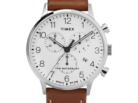 Timex Waterbury Classic Chronograph 40mm Leather Strap Watch Sale