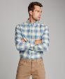 Blue and Cream Plaid Flannel Shirt Fashion