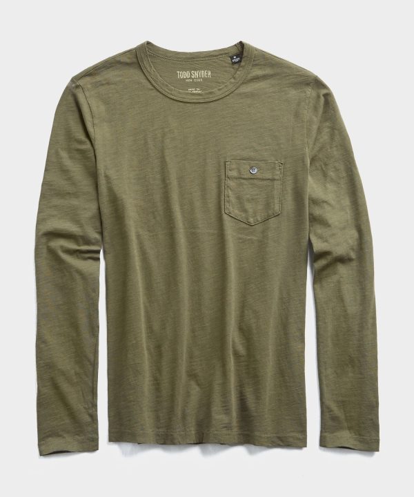 Made in L.A. Slub Jersey Long Sleeve T-Shirt in Olive Online Hot Sale