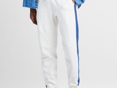 Champion Side Stripe Slim Sweatpant in Alabaster Discount