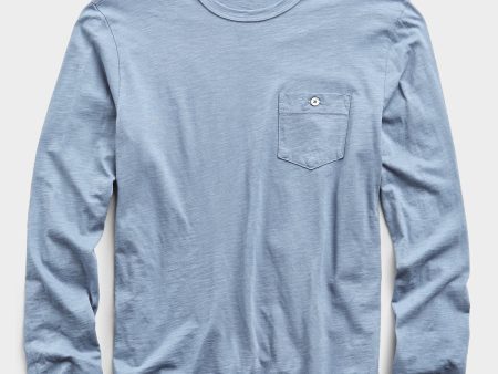 Made In L.A. Slub Jersey Long Sleeve Tee in Blue Mist on Sale