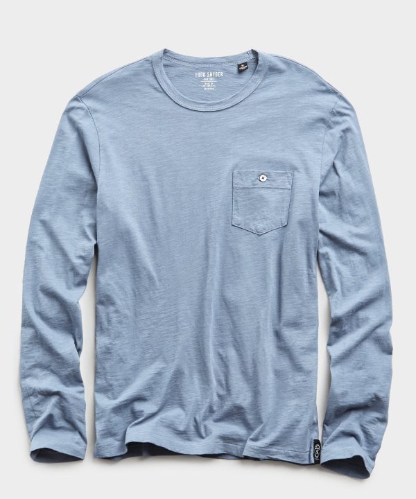 Made In L.A. Slub Jersey Long Sleeve Tee in Blue Mist on Sale