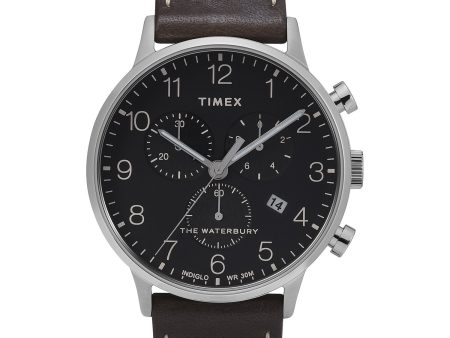 Timex Waterbury Classic Chronograph 40mm Leather Strap Watch For Sale