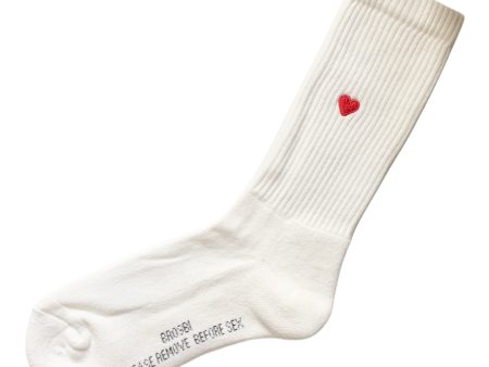 Brosbi Crew Socks - Icon Heart off-white Supply