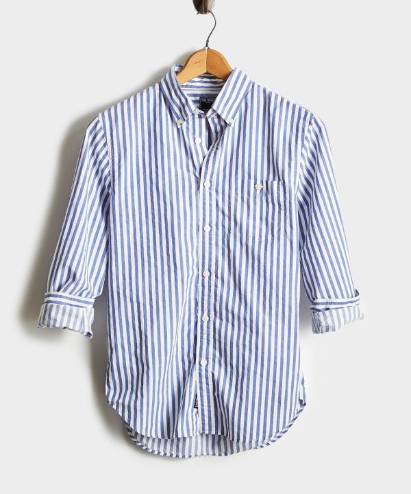 Bold Stripe Button Down Shirt in Blue For Discount