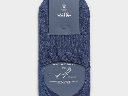 Corgi No Show Cable Sock in Navy Sale