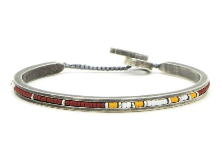 M. Cohen Square Bangle with Red Yellow White Beads on Sale