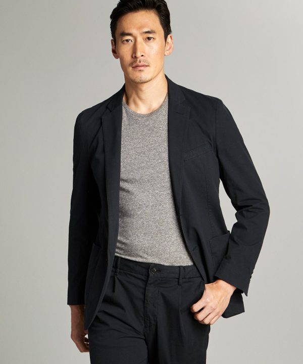 Garment Dyed Traveler Suit Jacket in Navy Hot on Sale