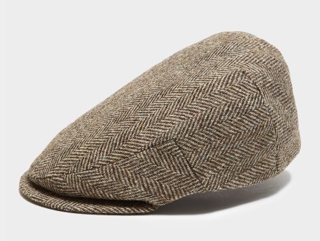 Lock & Co Drifter Flat Cap Moon Wool in Brown Herringbone Online Sale