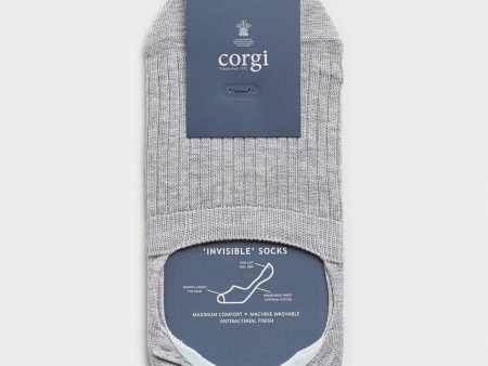 Corgi No Show Plain Rib Sock in Grey Hot on Sale