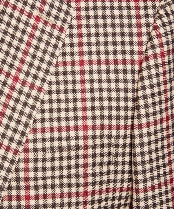 Red and Brown Check Sutton Suit Jacket For Cheap