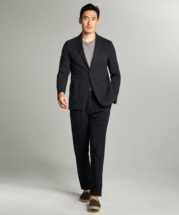 Garment Dyed Traveler Suit Jacket in Navy Hot on Sale