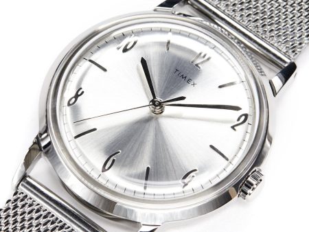 Exclusive Timex Marlin Mesh Band Watch in Silver 34mm Sale