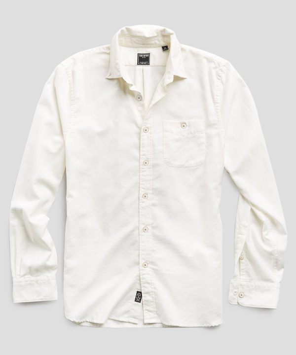 Brushed Cotton Cashmere Twill Shirt in Ivory Online Hot Sale