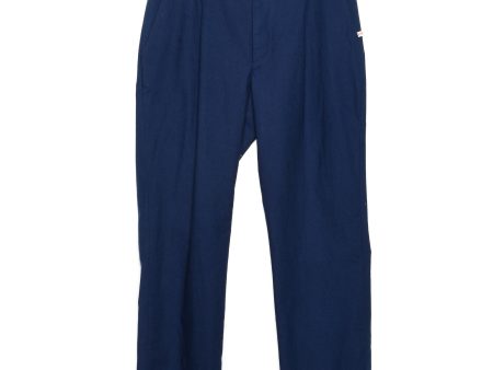 Frank Leder Pleated Slim Trouser baltic blue dyed on Sale