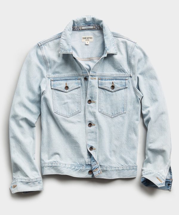 Japanese Denim Jacket in Sun Bleach Wash Cheap