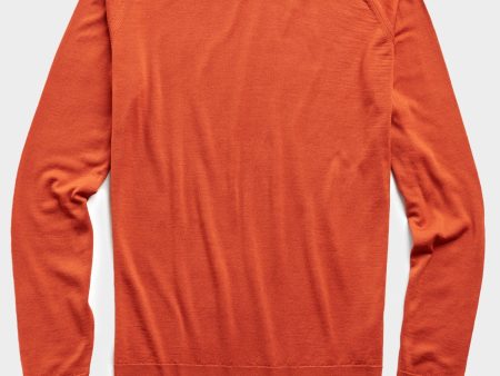 John Smedley Easy Fit Crewneck Merino Sweater in Orange Hot on Sale