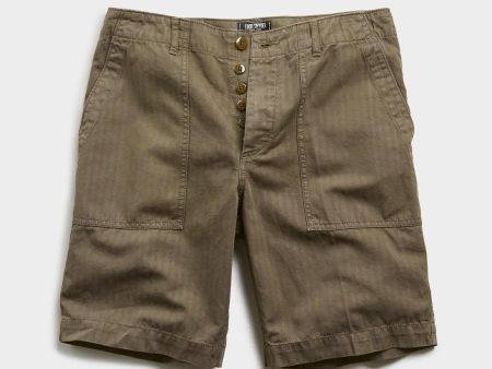 9.5  Herringbone Camp Short in Olive Hot on Sale