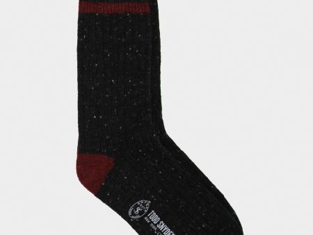 Corgi Tipped Irish Donegal Wool Socks Charcoal ruby For Discount