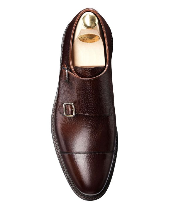 Crockett and Jones Harrogate Double Monkstrap Shoe in Dark Brown Hot on Sale