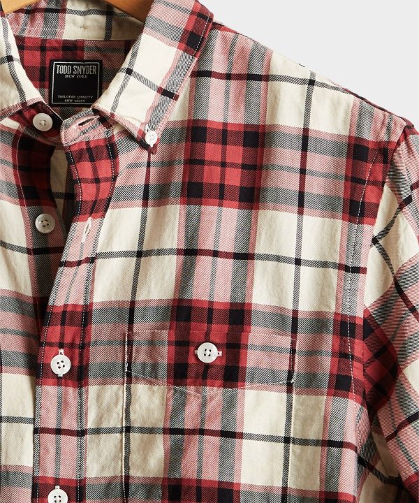 Red Plaid Portuguese Flannel Shirt Online now