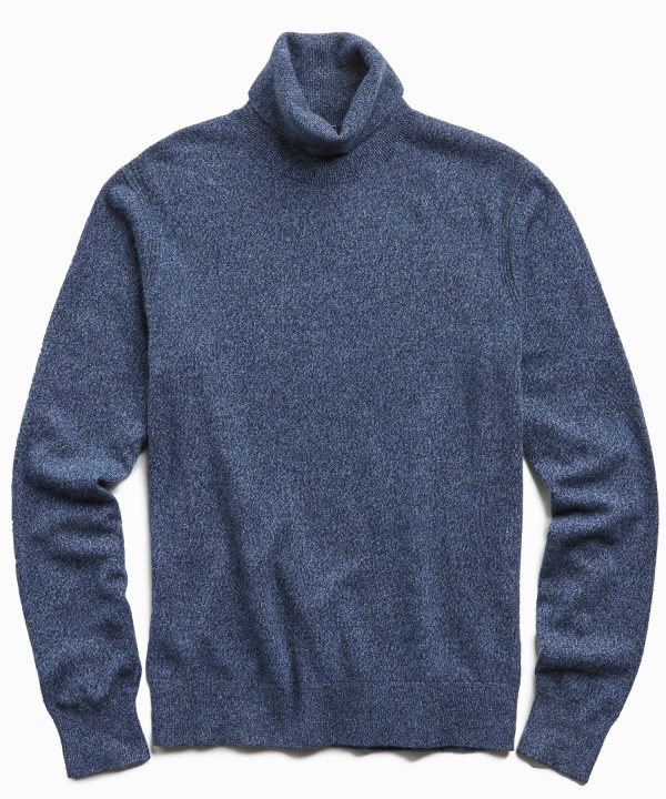 Marled Cashmere Turtleneck in Navy Hot on Sale