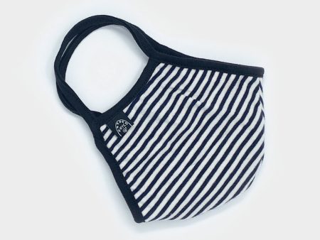 Cotton Jersey Stripe Face Mask in Navy Sale