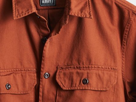 Italian Two Pocket Utility Long Sleeve Shirt in Chestnut Fashion