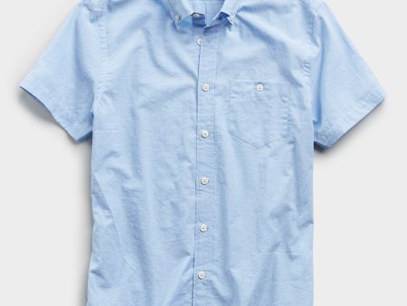 Saint Tropez Button Collar Short Sleeve Shirt in Light Blue Online Sale