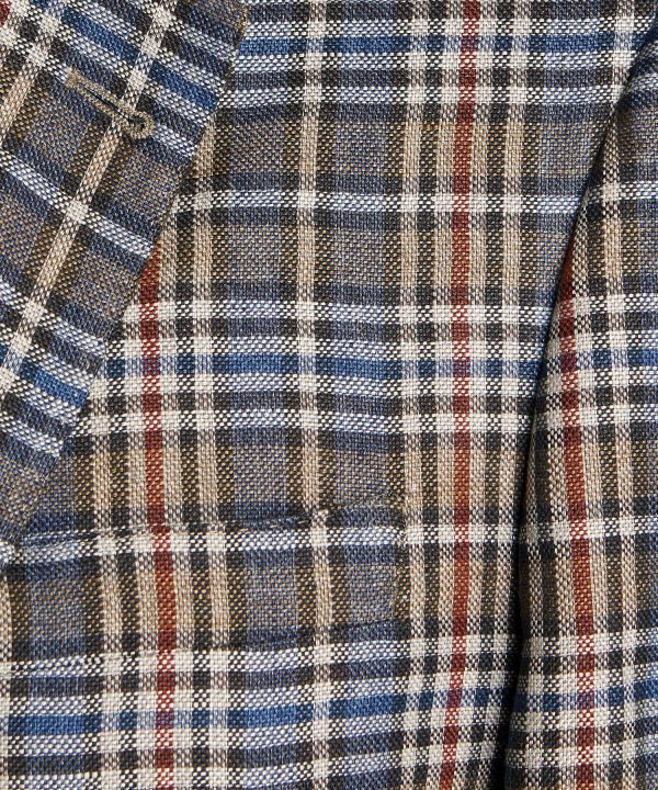 Sutton Hopsack Linen Sport Coat in Red Check For Cheap