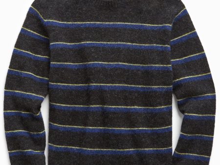 Alpaca Stripe Crew in Black Sale