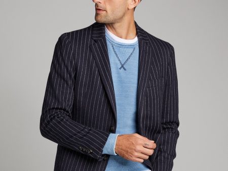 Knit Traveler Suit Jacket in Navy Pinstripe For Discount