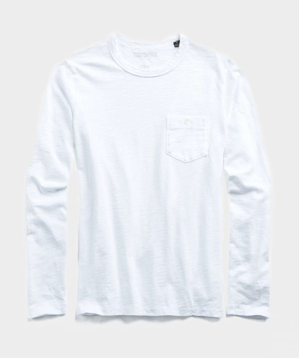 Made in L.A. Slub Jersey Long Sleeve T-Shirt in White For Discount