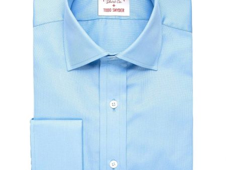 Hamilton Solid Pique French Cuff Shirt in Blue Supply