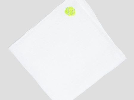 Handmade Italian Linen Pocket Square with Tennis Ball Embroidery Online now