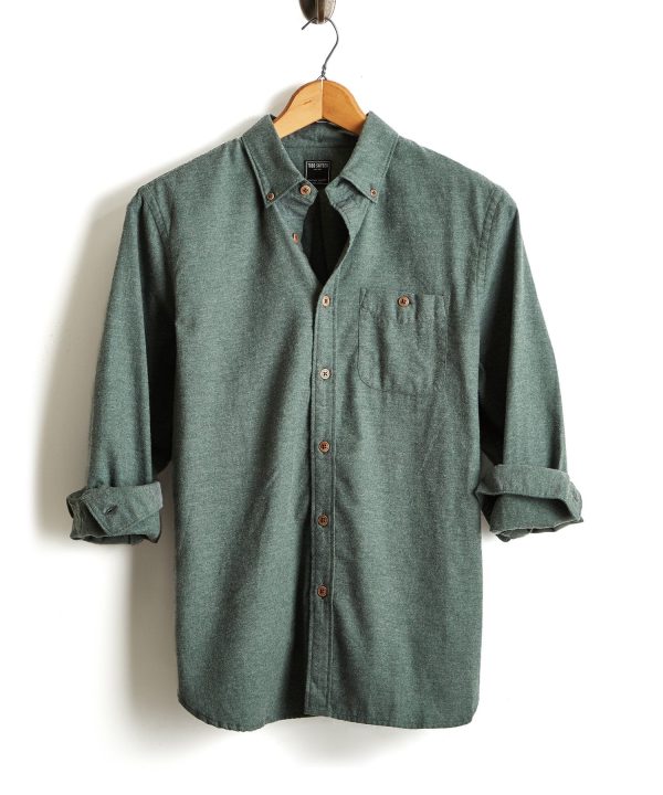 Brushed Cotton Cashmere Twill Shirt in Olive For Sale