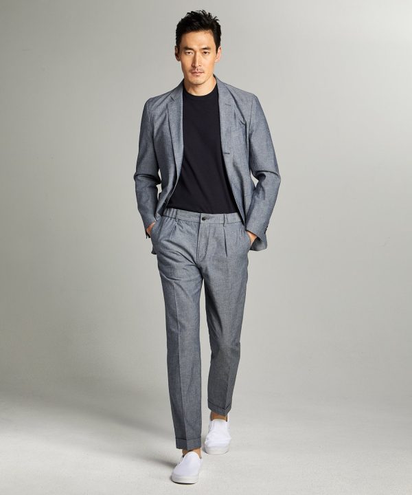 Chambray Traveler Suit Jacket in Indigo For Discount