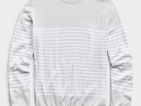 John Smedley Sea Island Cotton Stripped Sweater in Cloud For Sale