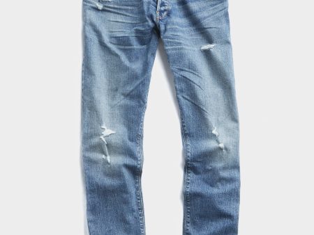 Slim Fit Japanese Stretch Selvedge Jean in Destroyed Wash Supply