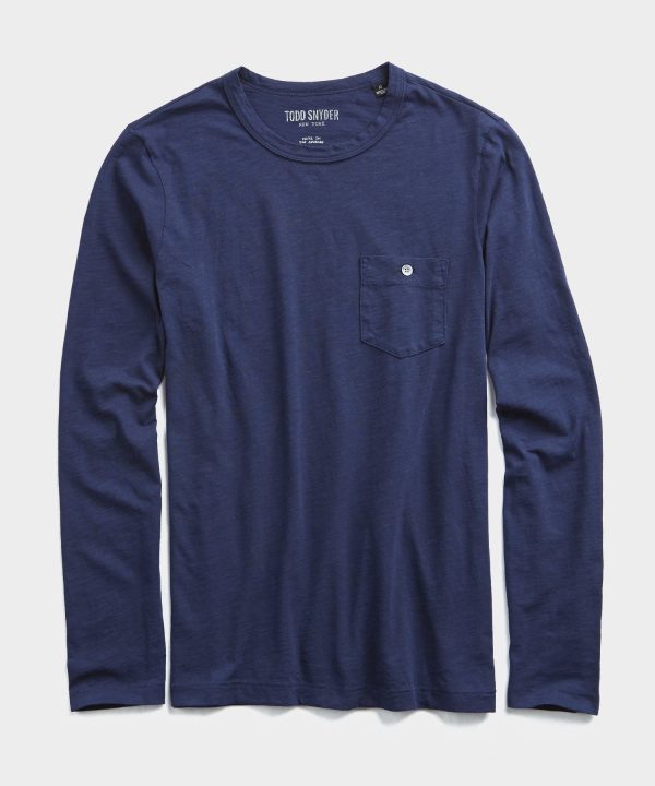 Made in L.A. Slub Jersey Long Sleeve T-Shirt in Navy For Cheap