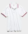 Tipped Pique Polo in White For Discount