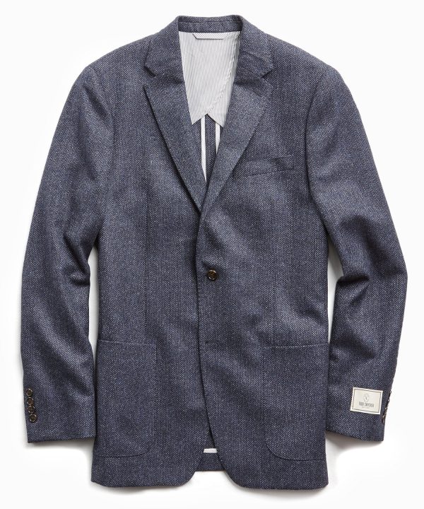 Sutton Lambswool Cashmere Herringbone Sport Coat in Navy Supply